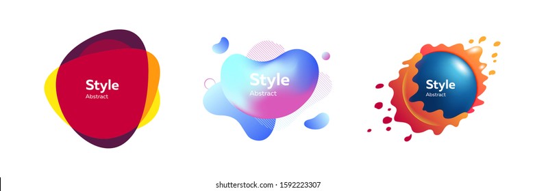 Set of colorful unique liquid shaped graphic forms. Design template for logo, flyer or presentation. Abstract form dynamic composition. Modern style vector illustration