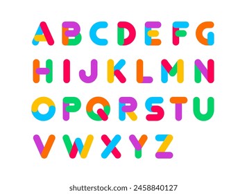 Set of colorful uppercase alphabet vector design for pride month celebration.