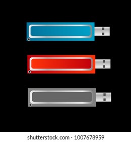 set of colorful usb flash drive disk illustration design vector