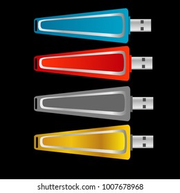 set of colorful usb flash drive disk illustration design vector