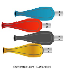 set of colorful usb flash drive disk illustration design vector