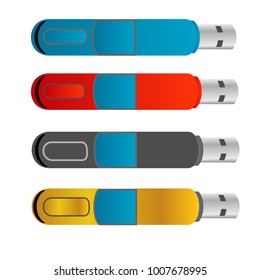set of colorful usb flash drive disk illustration design vector