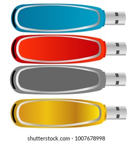 set of colorful usb flash drive disk illustration design vector