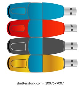 set of colorful usb flash drive disk illustration design vector