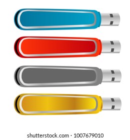 set of colorful usb flash drive disk illustration design vector