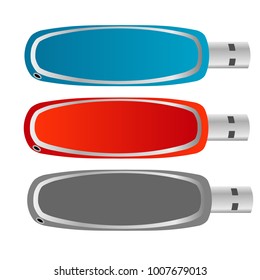 set of colorful usb flash drive disk illustration design vector