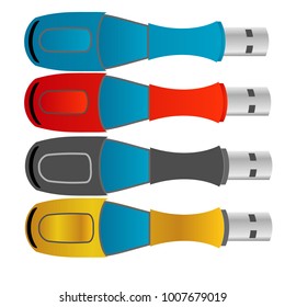 set of colorful usb flash drive disk illustration design vector