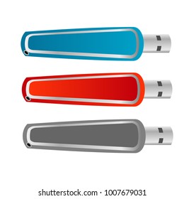 set of colorful usb flash drive disk illustration design vector