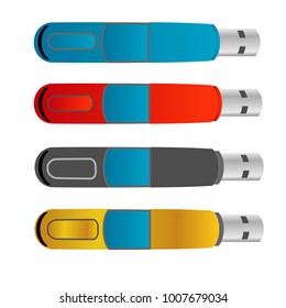 set of colorful usb flash drive disk illustration design vector
