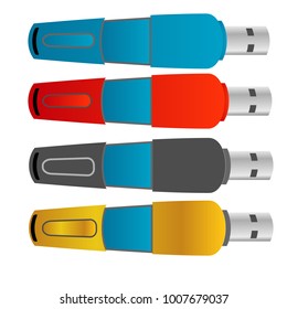 set of colorful usb flash drive disk illustration design vector