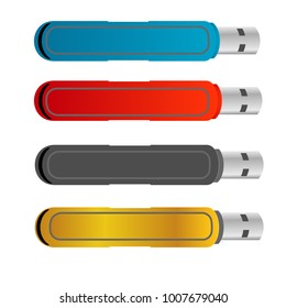 set of colorful usb flash drive disk illustration design vector