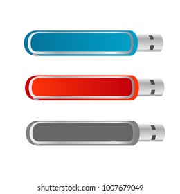 set of colorful usb flash drive disk illustration design vector