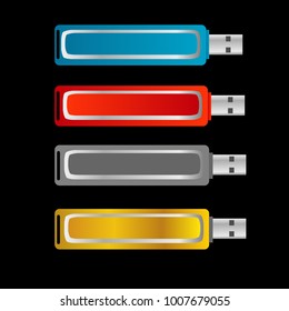set of colorful usb flash drive disk illustration design vector