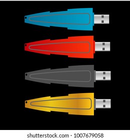 set of colorful usb flash drive disk illustration design vector