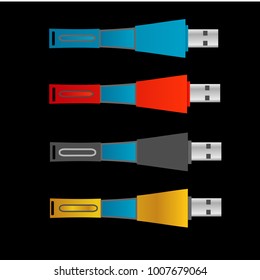 set of colorful usb flash drive disk illustration design vector