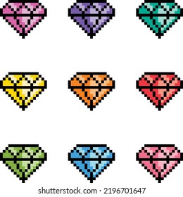 Satz von bunten und verschiedenen Sternen Form Pixel Symbole Vektorgrafik.
