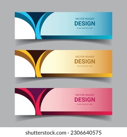 Conjunto de banners abstractos vectoriales coloridos y diseño de banner Web fondo o cabecera Plantillas y diseño de material plano creativo moderno. Colores azul, verde y rojo