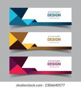 Set of colorful vector abstract banners and Web banner design background or header Templates and creative modern flat material design style. Blue, green and red colors