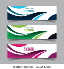 Set of colorful vector abstract banners and Web banner design background or header Templates and creative modern flat material design style. Blue, green and red colors