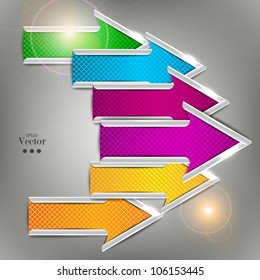 Set of colorful vector arrows. Website elements.