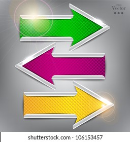 Conjunto de flechas vectoriales coloridas. Elementos del sitio web.