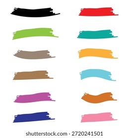 Conjunto de colorido vetor artística pincel traçados, texturas de pintura de pintura de vetor