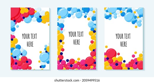 Set of colorful vector balloon bubble vertical backgrounds. Good for childish entertainment and educational designs.