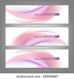 Set of colorful vector banners or business card with abstract lines.  Vector illustration 