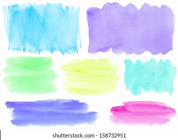 set of colorful vector brush strokes