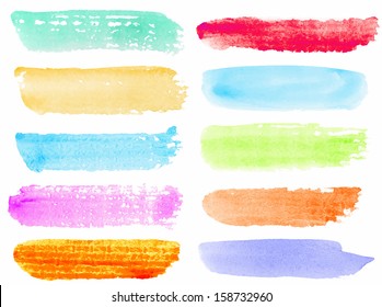 Set Of Colorful Vector Brush Strokes