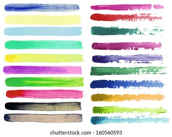 set of colorful vector brush strokes