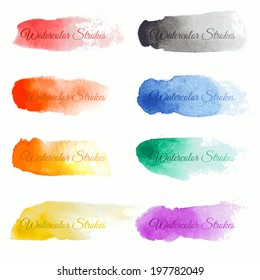 Set Of Colorful Vector Brush Strokes