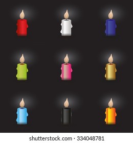 set of colorful vector candle at night eps10