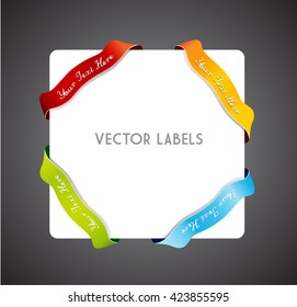 Set of colorful vector corner ribbons. 