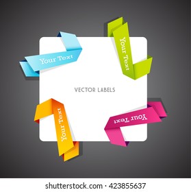 Set of colorful vector corner ribbons. 