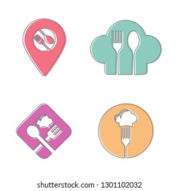 Set of colorful vector design template for restaurant on the white background. Vector icon for restaurant. Vector illustration EPS.8 EPS.10