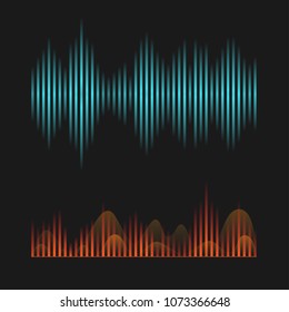 Set of colorful vector digital music equalizer. Audio waves design template. Audio signal visualization. Dj vector illustration