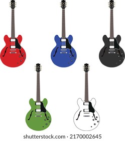 Satz bunter, vektorelektrischer Gitarren