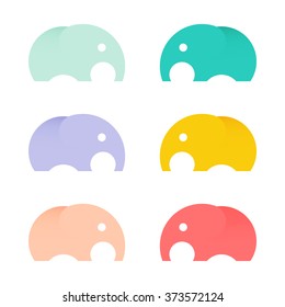 Set of colorful vector elephants logos.  Side view animals. Children toys. Biscuits signs. Natural symbols. Wildlife elements. Safari mammal.