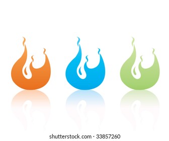 Set of Colorful Vector Flames
