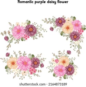 Set of colorful vector floral elements, Hand draw clipart collection, Watercolor floral composition. Clipping path included. Fast isolation. Hi-res file. Hand-painted. Raster illustration.