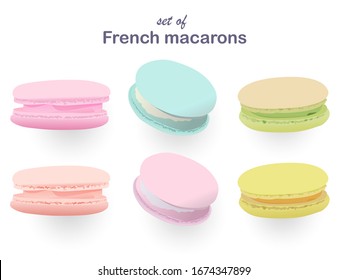 Set of colorful vector French macarons. Cafe, menu, restaurant