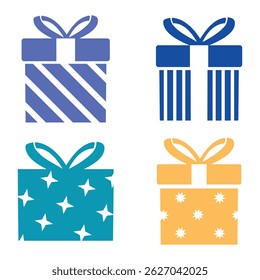 Conjunto de caixas de presente colorido vetor com arcos e fitas perfeitas para comemorações de férias e presentes surpresa
