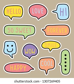 set colorful vector of hand drawn speech bubble