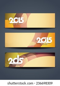 Set of colorful vector header designs of happy new year 2015.