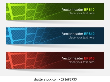 Set of colorful vector headers and banners. Design with place for your content, creative editing or website presentation.