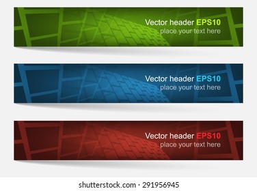 Set of colorful vector headers and banners. Design with place for your content, creative editing or website presentation.