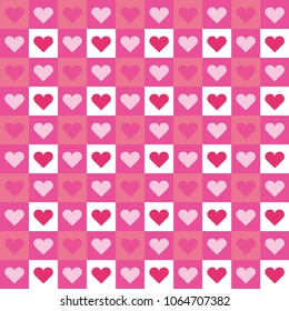 Set of colorful vector hearts, Hearts background of textile pattern, Various color hearts icons
