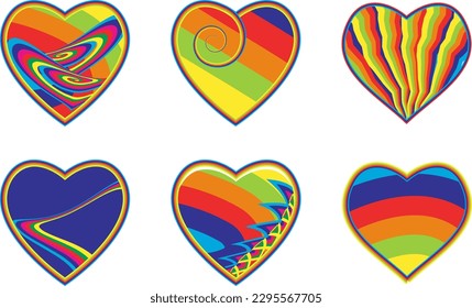 Un conjunto de coloridos corazones vectoriales que representan a la comunidad LGBT. Perfecto para promover el orgullo, la aceptación y la igualdad.
