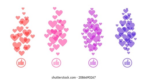 Conjunto de coloridos corazones vectoriales para el arroyo. Ilustración vectorial.